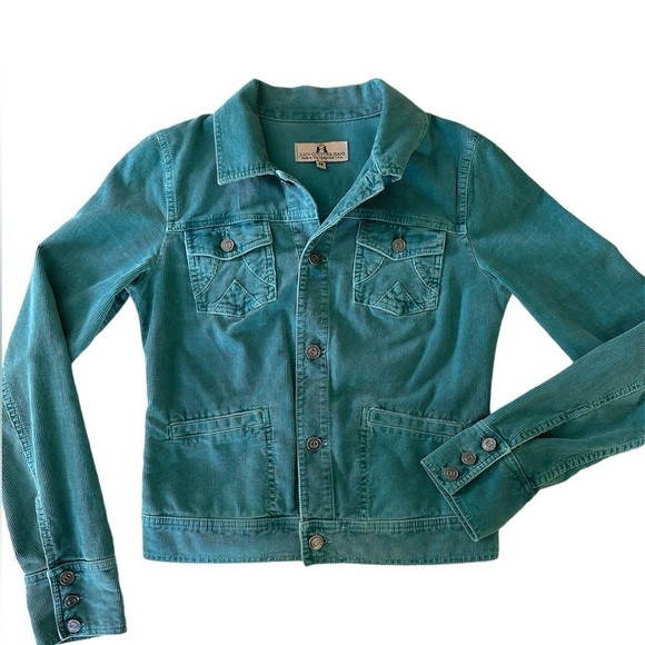 Juicy Couture Corduroy Jacket. Medium Trucker Style Y2K Green Blue - Picture 2 of 5